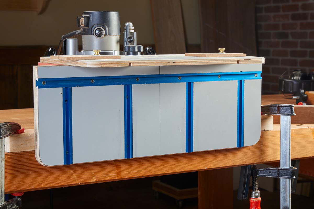 mortising jig covered with plastic laminate for wood finish
