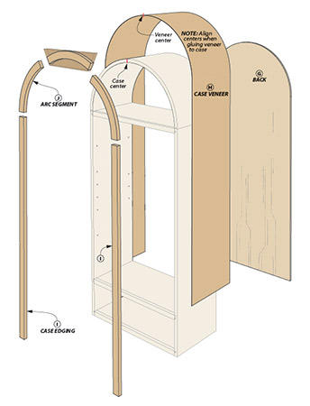Round-Top Bookcase Diagram
