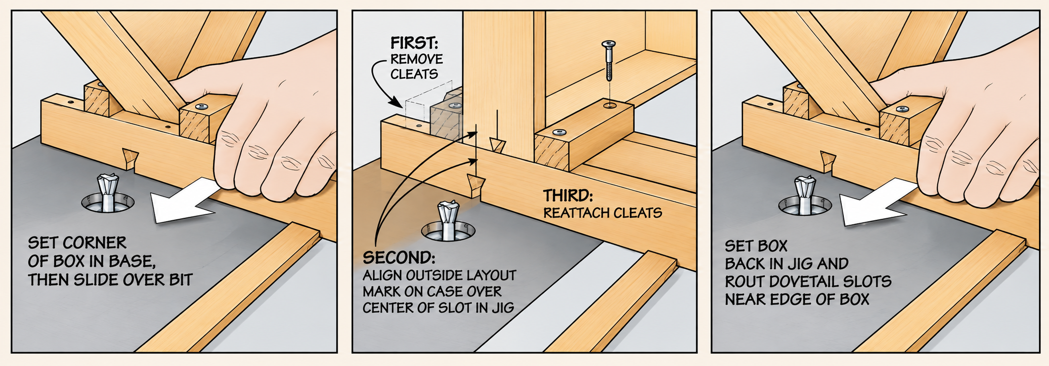 steps how to rout dovetail keys