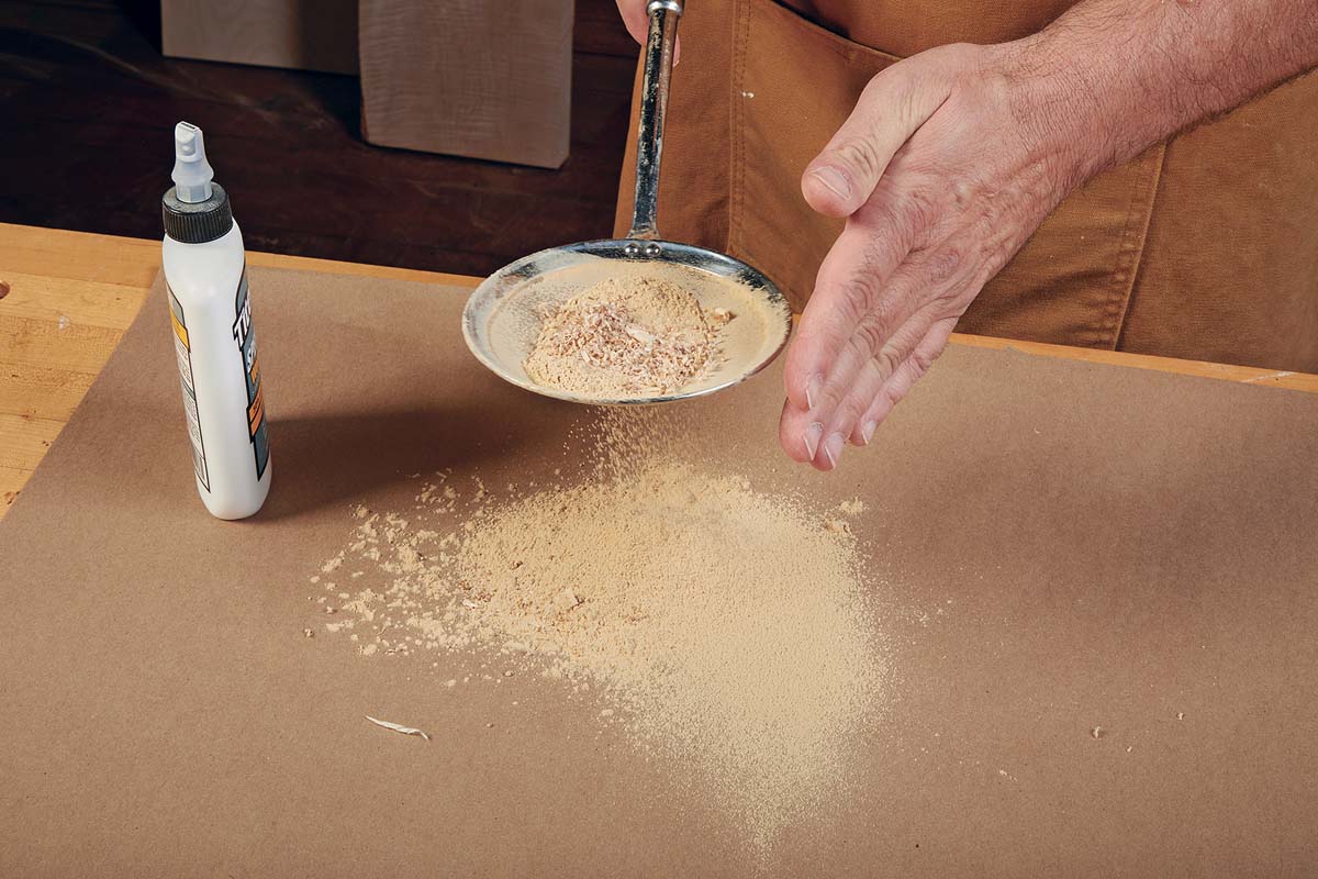 image of homade wood filler being mixed