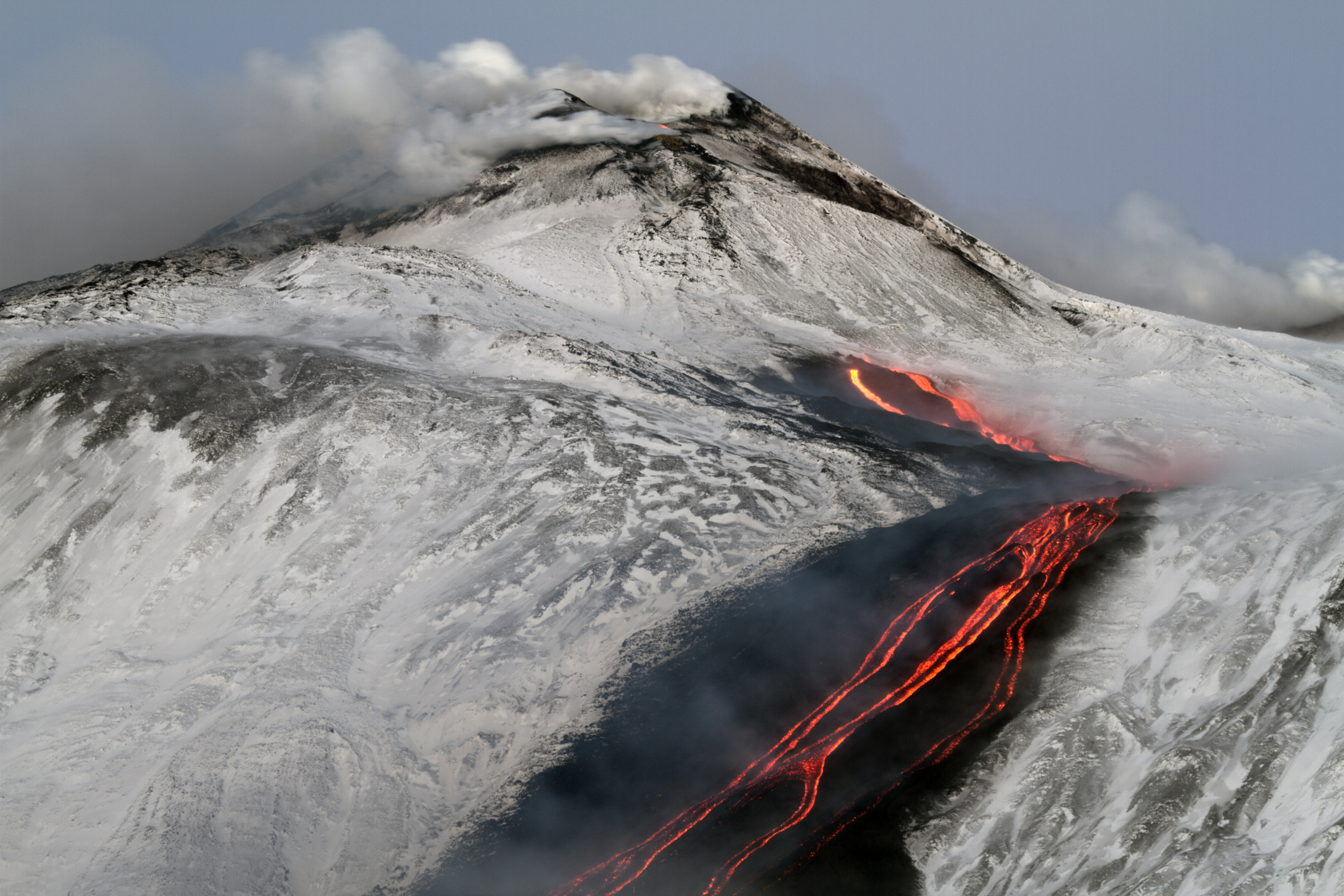 Eruption on Mount Etna, Winter, Sicily