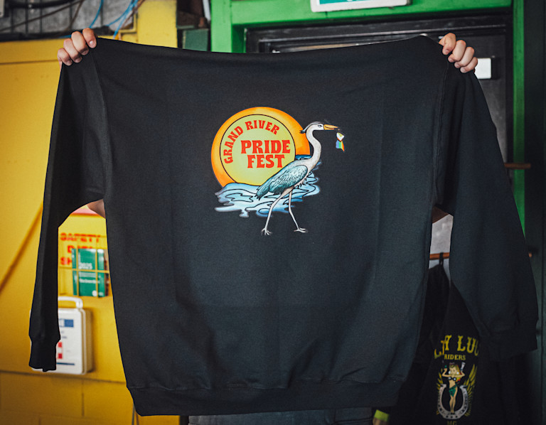 Finished t-shirt being dried in a convection dryer