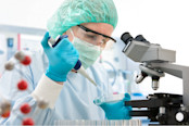 Medical scientist working in a lab