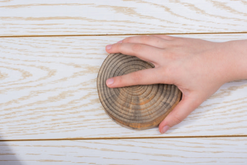 Piece of Wood and Hand