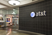 AT&T Inc logo on wall