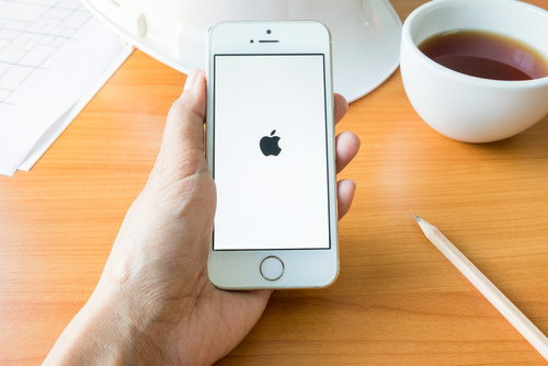 apple logo on a phone