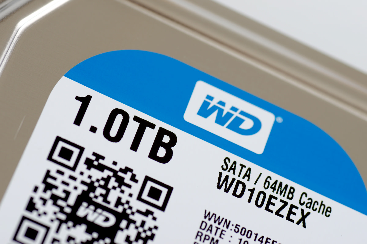 Western Digital HDD on white background