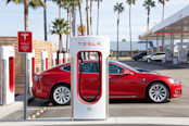 Tesla Car at a supercharging station
