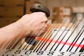 Man using a barcode scanner