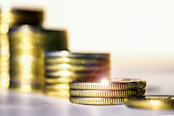 Stacks of coins becoming smaller.