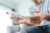 checking blood sugar level by Digital Glucose meter