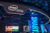 Intel logo used at a conference