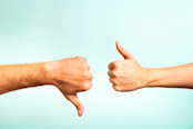 Concept of thumbs up and down