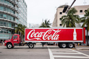 Coca-Cola text on a truck