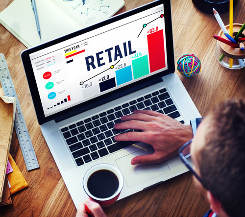 retail charts on laptop