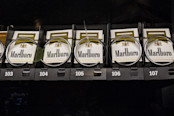 Marlboro cigarette packs in a vending machine
