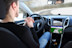 A man in an autonomous driving test vehicle