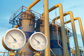 Close up of pressure gauge showing low gas pressure