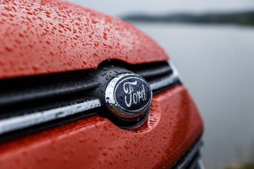 Close up of Red Ford Car