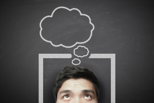 Man thinking outside of the box
