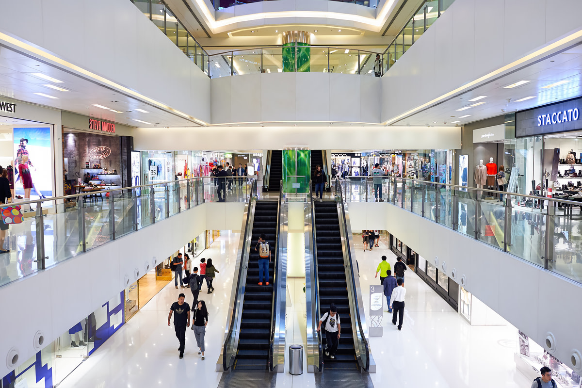 Inside a shopping mall
