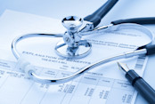Stethoscope on bill