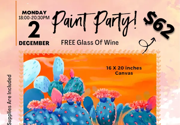 Paint & Sip Night at Shelterrock Paradise - Blooming Cactus Sunset