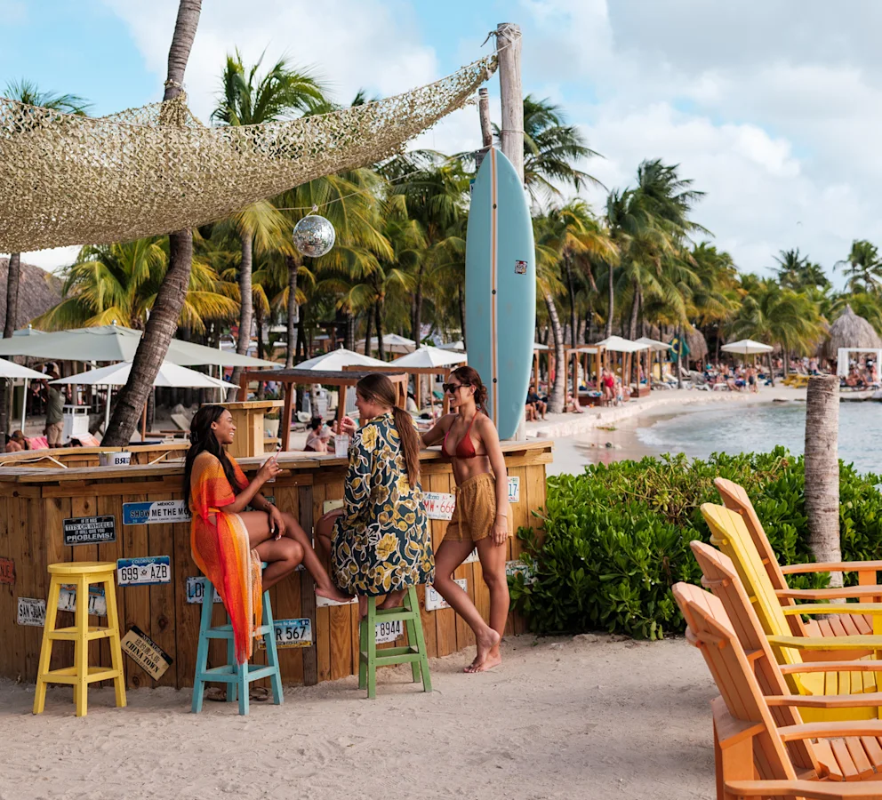 Women at beach bar