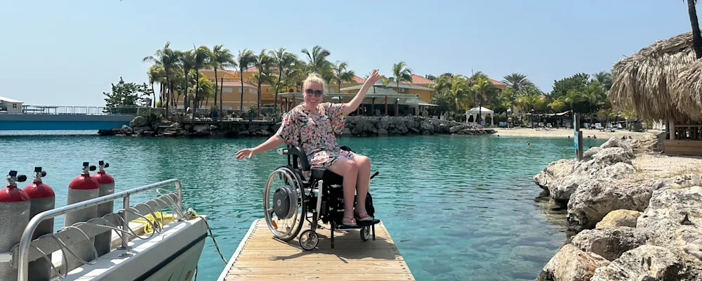 Wheelchair on pier in Curacao