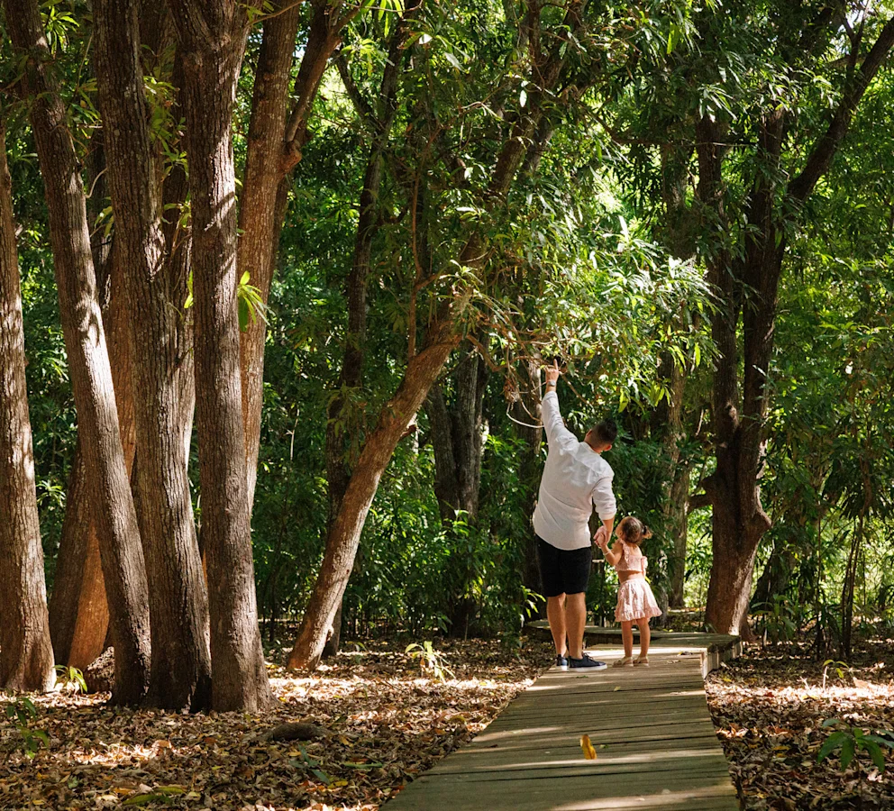 Father and Daughter in Forest