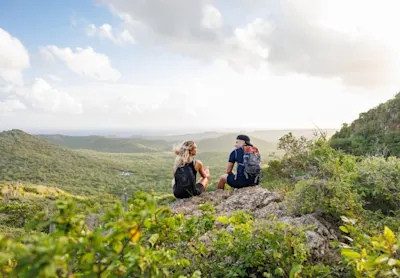Couple hiking at Mt Christoffel