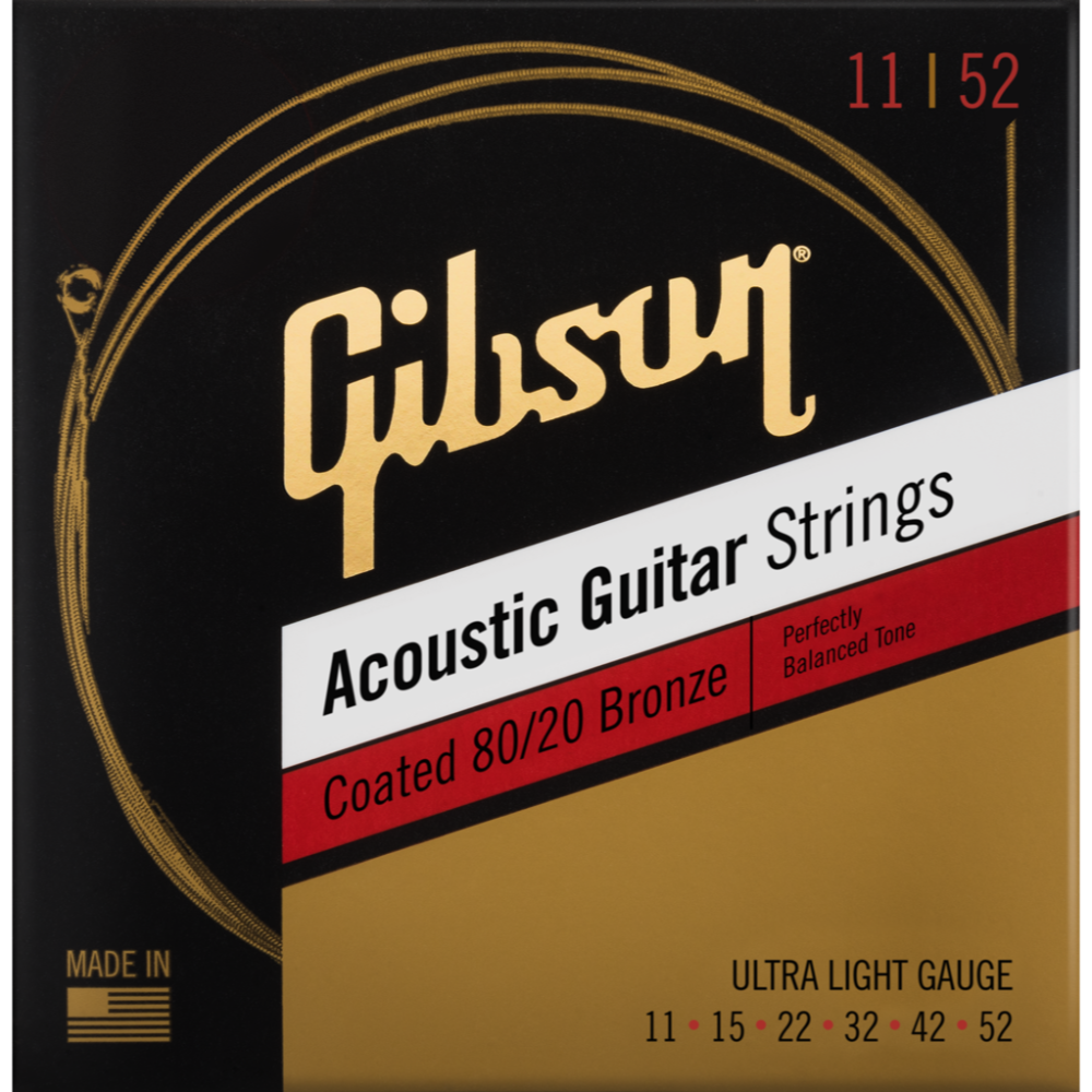 Coated 80/20 Bronze Acoustic Guitar Strings, Ultra-Light Gauge