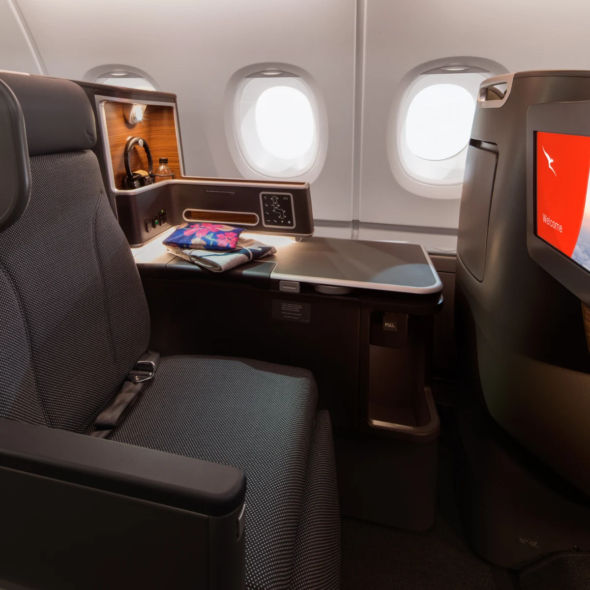 Qantas international longhaul business class. 