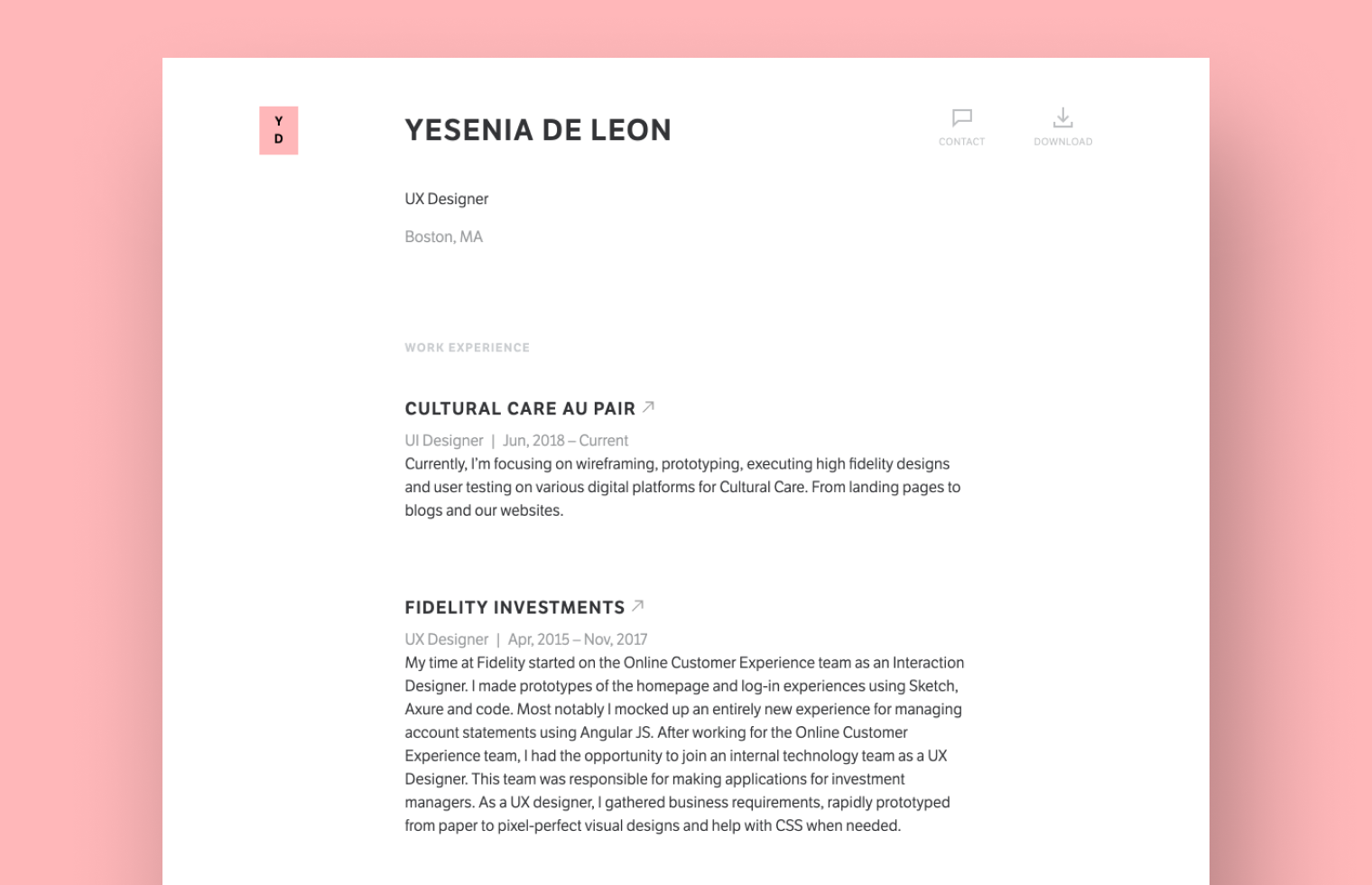UX Designer resume example built with Standard Resume