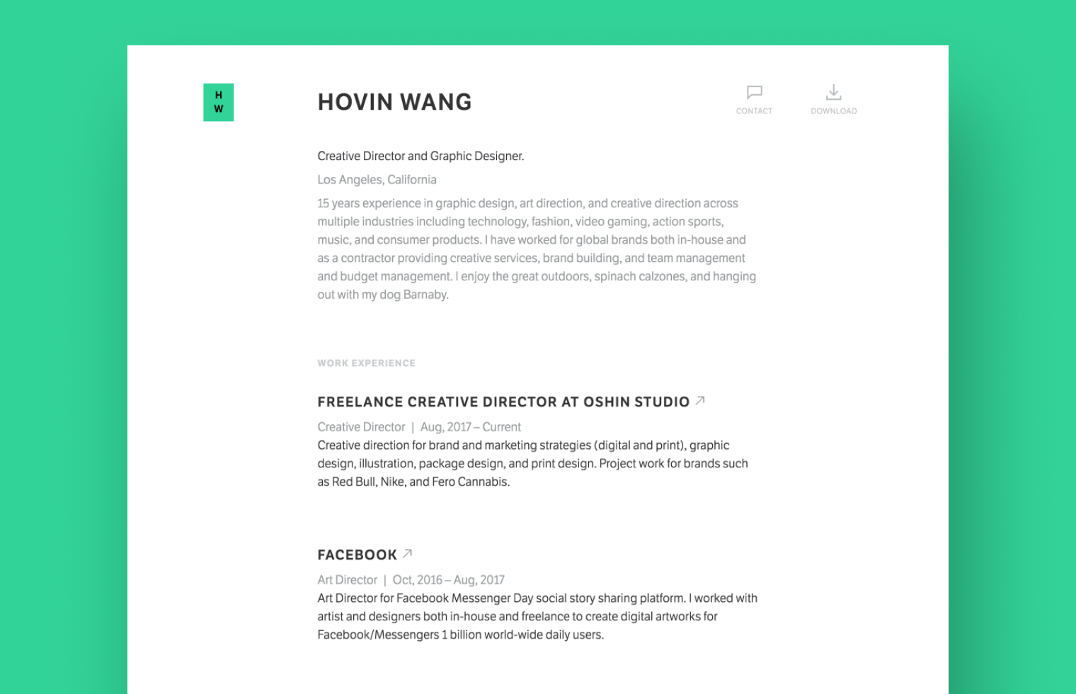 Creative Director Resume example built with Standard Resume