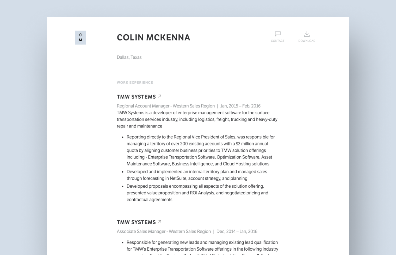 Account Manager Resume example built with Standard Resume