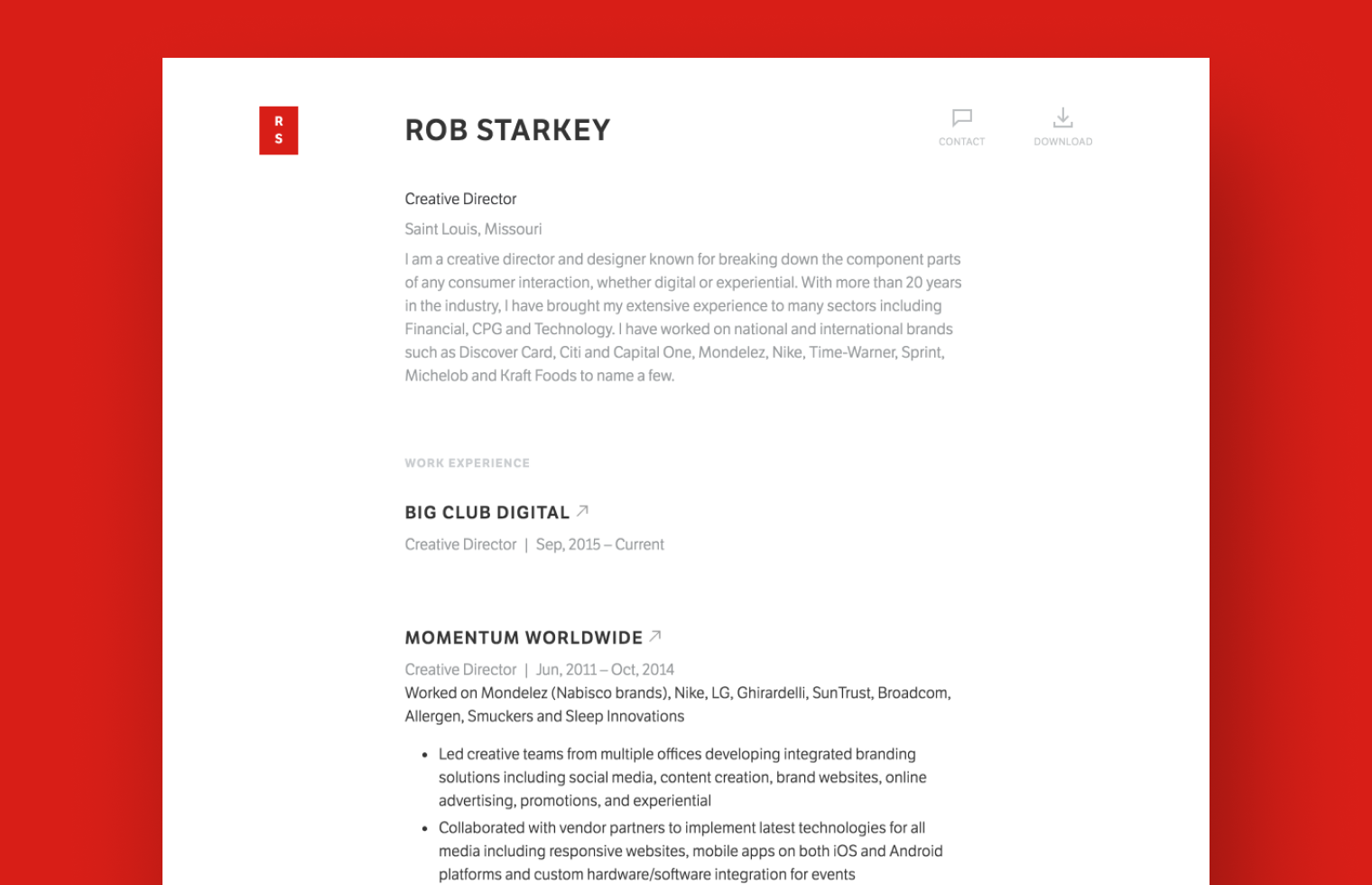 Creative Director resume example built with Standard Resume