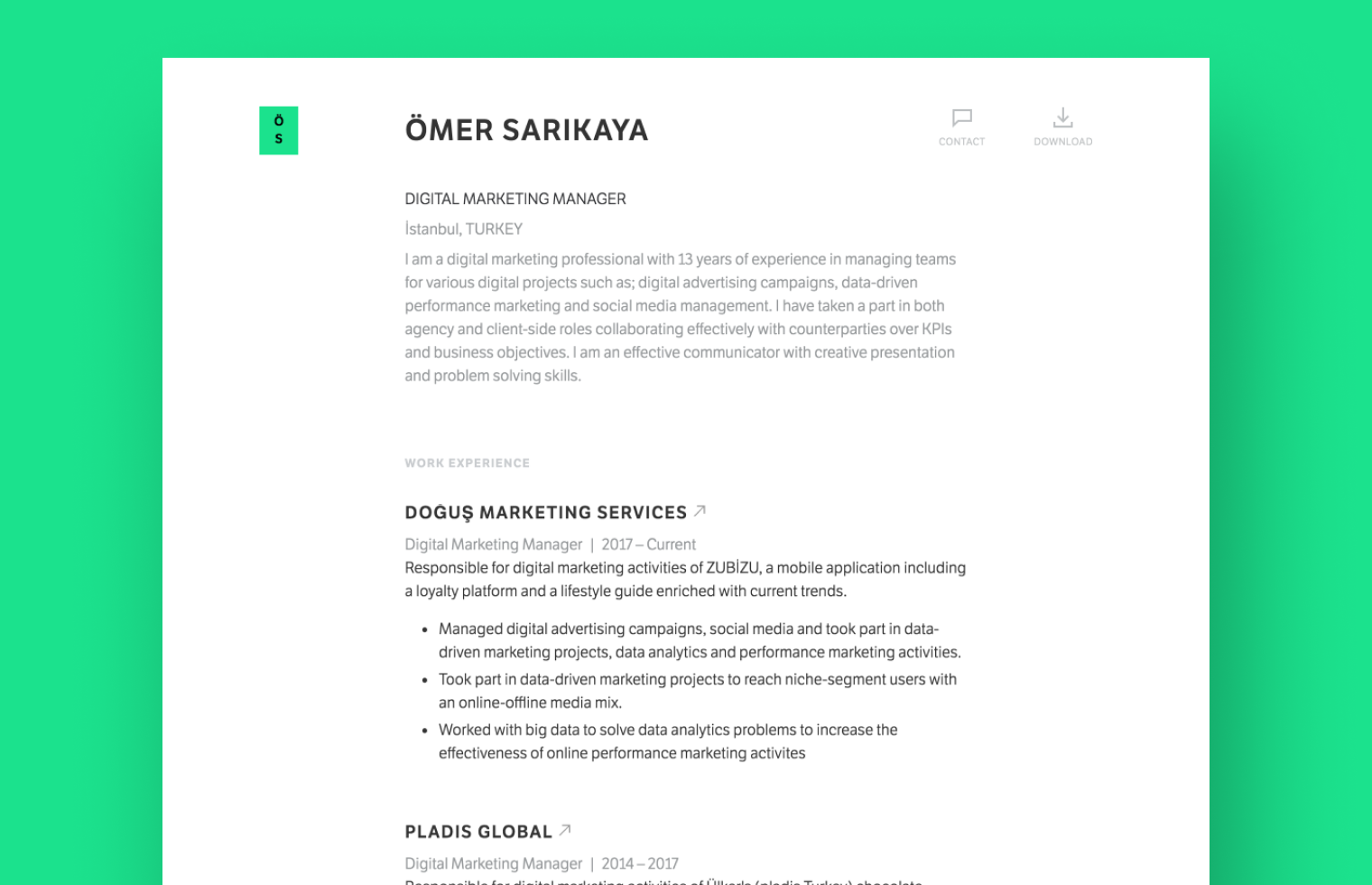 Marketing Manager resume example built with Standard Resume