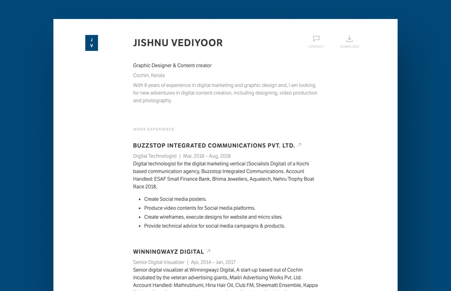 Graphic Designer Resume example built with Standard Resume