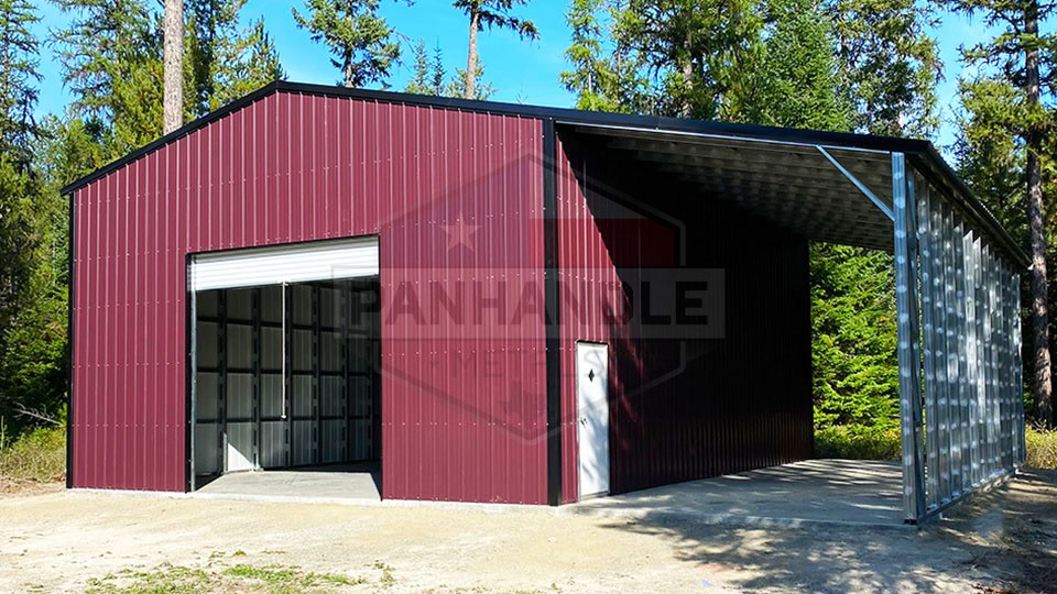 24x35x17 Vertical Garage with Lean-to