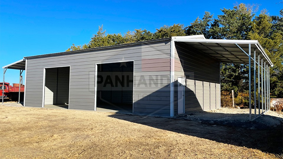 30x45x13 Vertical Roof Garage With Lean To 30x45x13 Vertical Roof Garage With Lean To