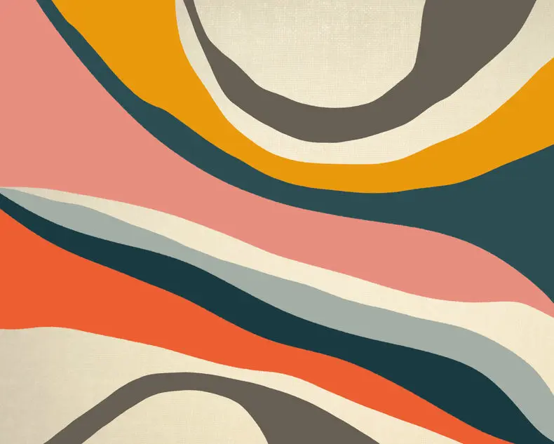 Abstract illustration of muted swirling fields of color. AW136 