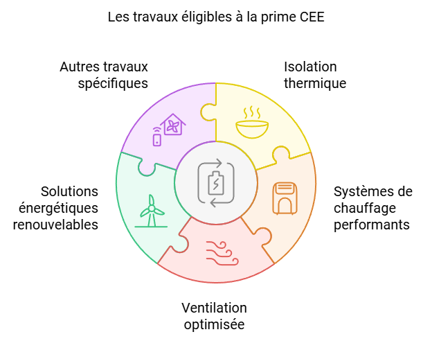 Les travaux éligibles à la prime CEE Les travaux éligibles à la prime CEE