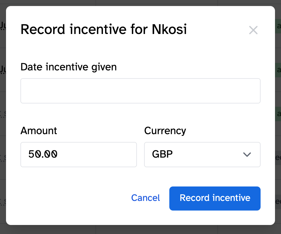 Screenshot of model open allowing tracking of inventives