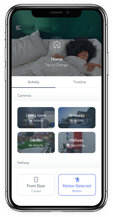 Mockup of the HomeShield dashboard on the Hive app for iPhones
