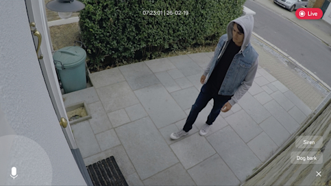 Example of Hive View Outdoor live security camera footage automatically recording events