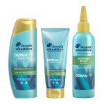 Head and Shoulders Derma x PRO soothing products with aloe - shampoo, conditioner and scalp balm