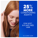 Infographic: 25% more conditioning agents for soft and flake-free hair.