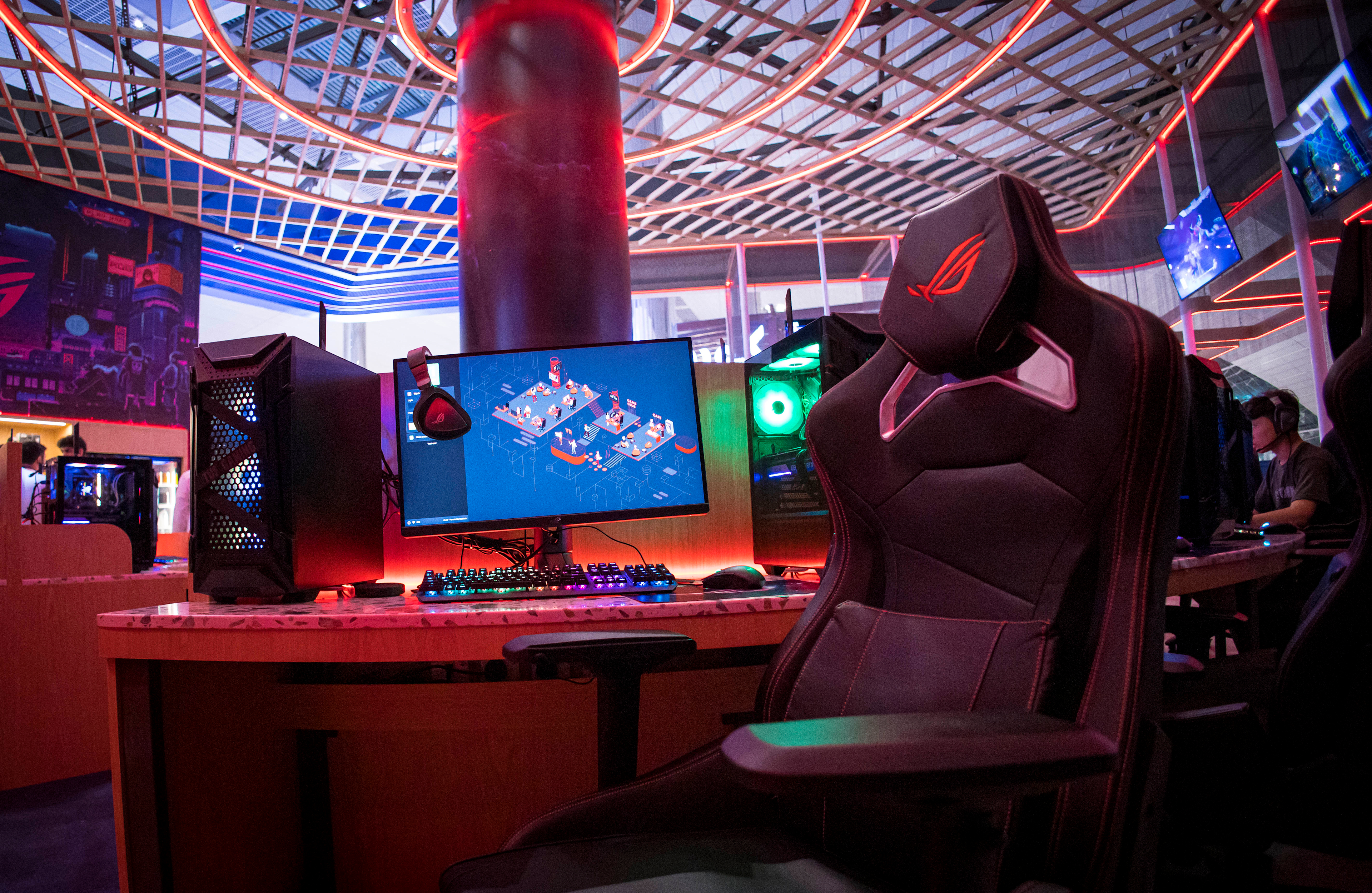 Gaming chair with monitor