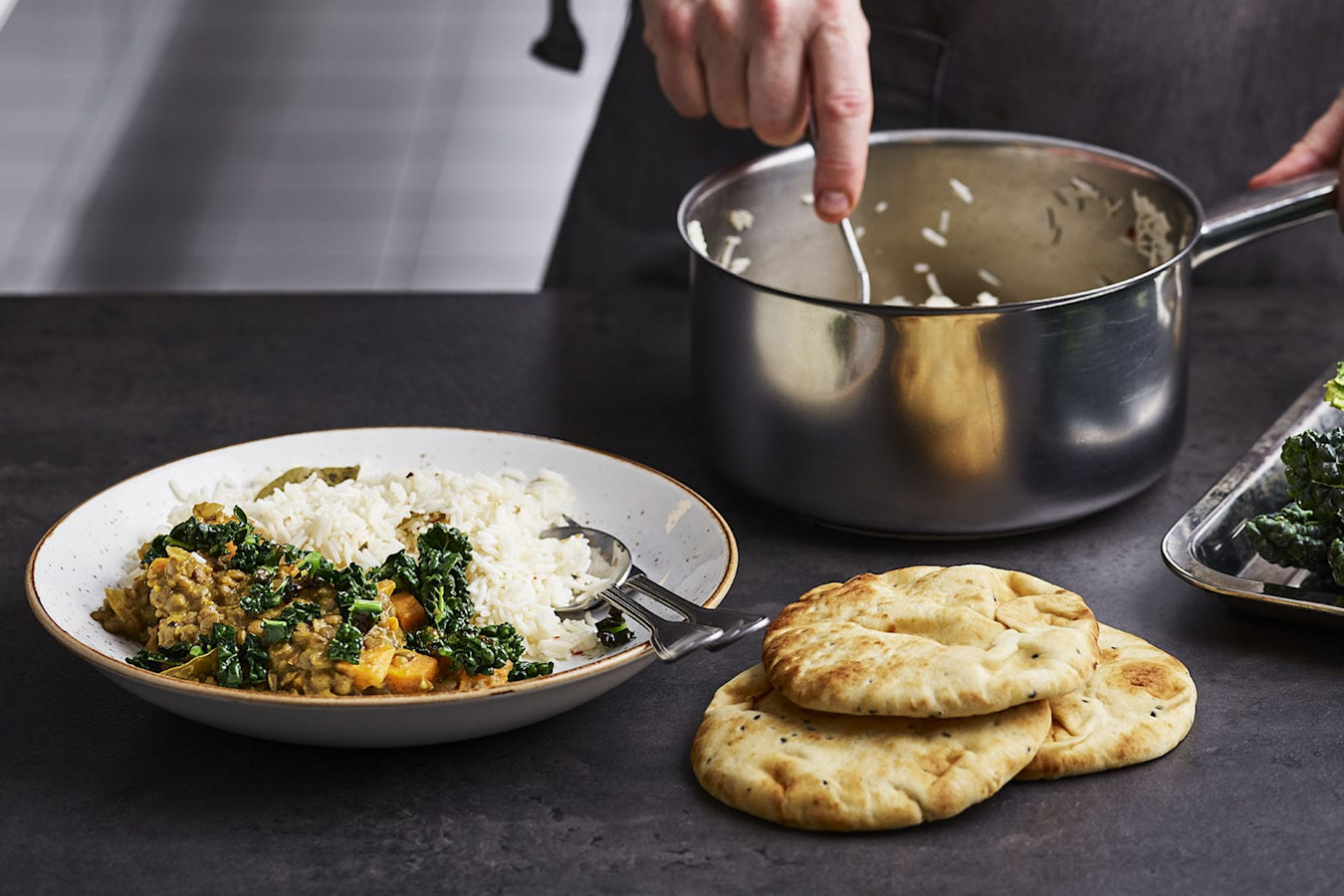 Linsgryta med sötpotatis & rostad svartkål